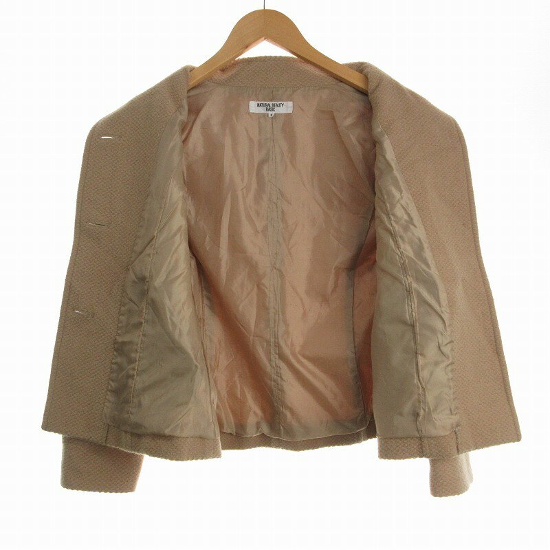 【中古】ナチュラルビューティーベーシック NATURAL BEAUTY BASIC ジャケット アンゴラ混 ハイネック 長袖 S 茶 ブラウン ■MG /NQ レディース 【ベクトル 古着】 240831