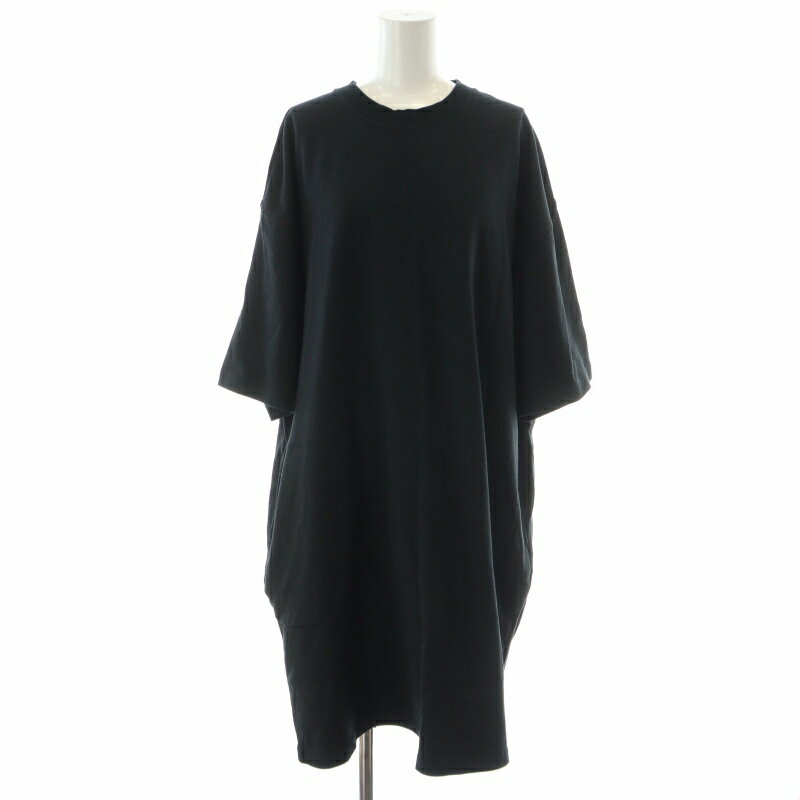 【中古】フリークスストア FREAKS STORE スウェットワンピース ロング ミモレ 五分袖 F 黒 ブラック /XK レディース 【ベクトル 古着】 240909