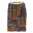 【中古】エトロ ETRO タイトスカート ひざ丈 ジップフライ スリット 総柄 ペイズリー タック 絹 シルク混 38 S マルチカラー /NW3 レディース 【ベクトル 古着】 241001
