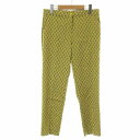 【中古】エトロ ETRO スラックスパンツ ジップフライ 総柄 花柄 刺繍 40 M 黄色 イエロー マルチカラー /NW1 レディース 【ベクトル 古着】 2...