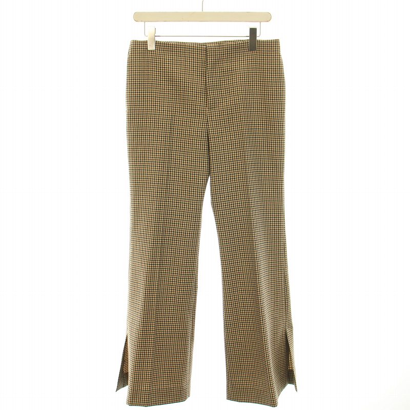 【中古】Lisiere L'Appartement リジェール アパルトモン MOON フレアパンツ スラックス ジップフライ ガンクラブチェック ウール 38 M 茶 ブラウン /BB レディース 【ベクトル 古着】 241003