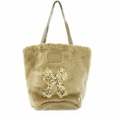 【中古】ハウス オブ アンリ HOUSE OF ANLI トートバッグ ハンドバッグ フェイクファー リボン スパンコール ベージュ /TK レディース 【ベク...