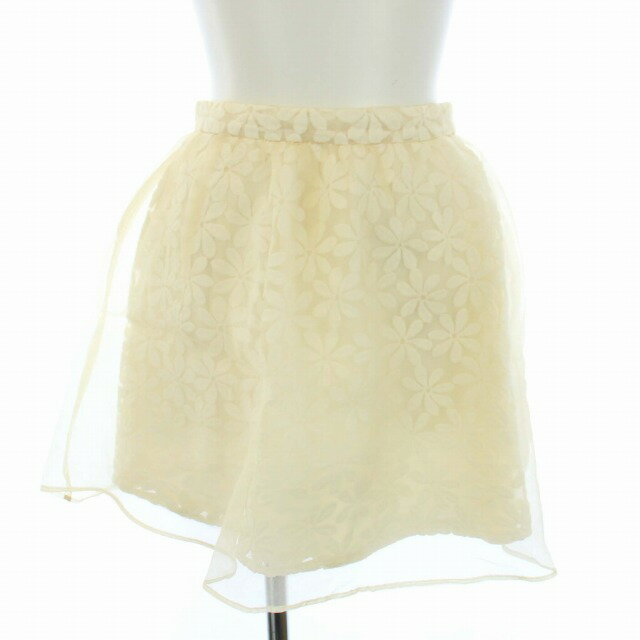 【中古】リランドチュール Rirandture スカート 花柄 チュール ミニ 刺繍 フレア 1 S 白 アイボリー /TK レディース 【ベクトル 古着】 241028