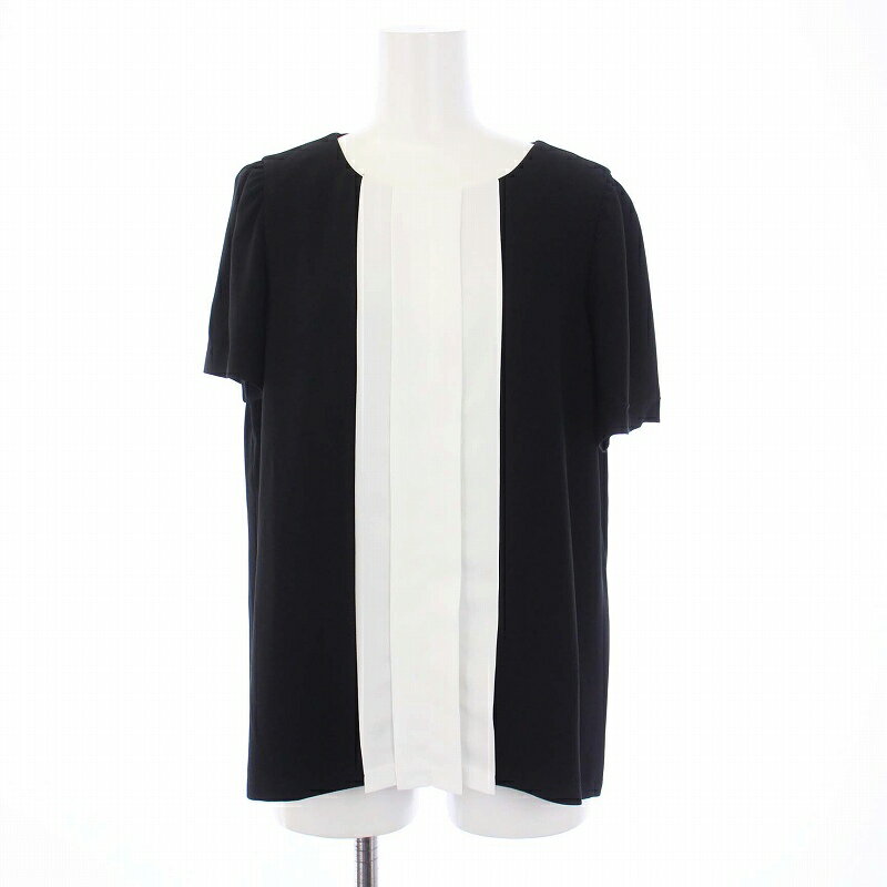 【中古】エムズグレイシー M'S GRACY 17年製 ブラウス カットソー プルオーバー クルーネック バイカラー 40 L 黒 白 ブラック ホワイト OK-720304 /KH レディース 【ベクトル 古着】 241107