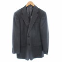 【中古】アクアスキュータム AQUASCUTUM テーラードジャケット ブレザー サイドベント 背抜き シルク混 ストライプ柄 94A6 L グレー /ZS レ...