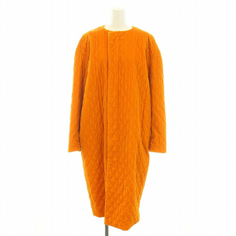 楽天ブランド古着の買取販売ベクトル【中古】ゼロエイトサーカス 08SIRCUS キルティングベントカラーレスコート ノーカラーコート アウター ロング ベロア 0 XS オレンジ S17AL-CO06 /YT レディース 【ベクトル 古着】 241111