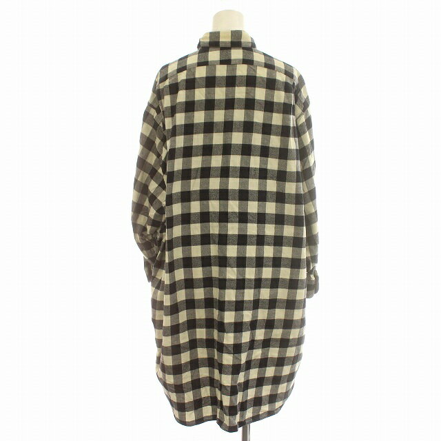 【中古】インディビジュアライズドシャツ INDIVIDUALIZED SHIRTS シャツワンピース チェック ネルシャツ ワンピース ひざ丈 長袖 F 黒 白 /☆G レディース 【ベクトル 古着】 241120