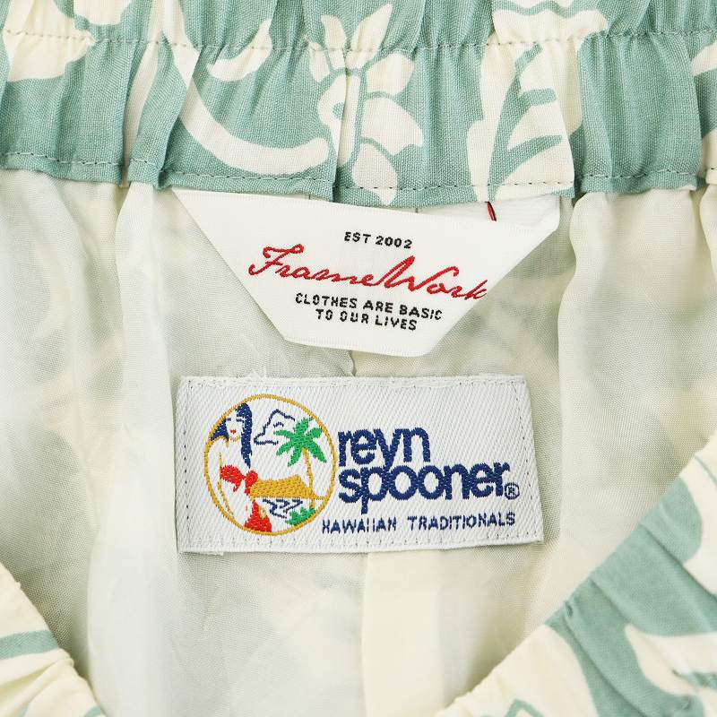 【中古】フレームワーク Framework イージーパンツ 花柄 絹 シルク混 36 S ライトグリーン 白 ホワイト 17030220551020 /AN7 レディース 【ベクトル 古着】 241121