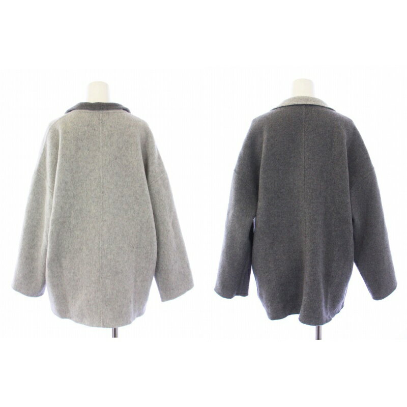 【中古】エポカ EPOCA THE SHOP リバーシブル コーディガン コート ミドル丈 ウール 38 S ライトグレー グレー /KU ■GY ▲H レディース 【ベクトル 古着】 241129
