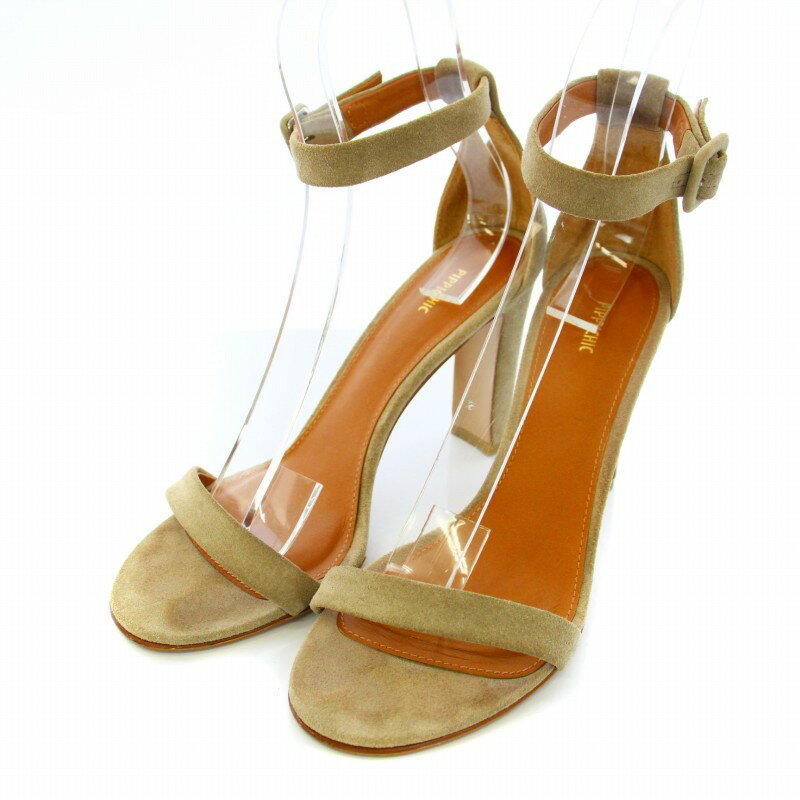 【中古】ピッピシック PIPPICHIC サンダル スエード ストラップ チャンキーヒール 38 25cm ベージュ PP18S-SSS9-UA /TK レディース 【ベクトル 古着】 241219