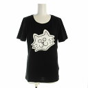【中古】未使用品 カールラガーフェルド KARL LAGERFELD タグ付き Tシャツ カットソー 猫プリント プルオーバー クルーネック 半袖 XS 黒 ブラック /EE レディース 【ベクトル 古着】 241213(4)