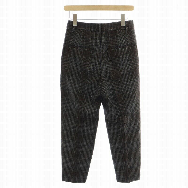 【中古】イエナ IENA W/ACEクロップドペグトップパンツ チェック ウール タック センタープレス 36 S 茶 ブラウン 18030900529030 /XK レディース 【ベクトル 古着】 241218