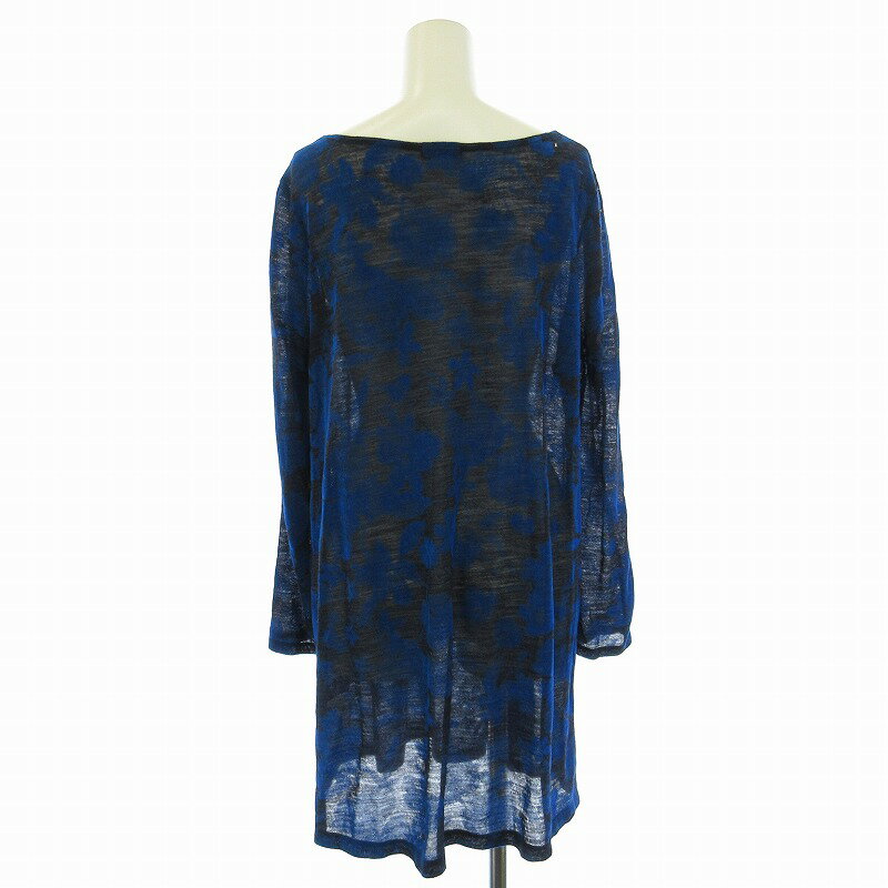 【中古】タバサ TABASA チュニック カットソー シアー プルオーバー ボートネック 花柄 長袖 34 L 青 ブルー /EE レディース 【ベクトル 古着】 241218