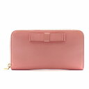 【中古】レッド ヴァレンティノ RED VALENTINO 長財布 ラウンドファスナー リボン レザー ピンク /AN26 ■OF レディース 【ベクトル 古着...