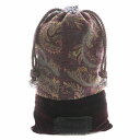 【中古】エトロ ETRO 巾着バッグ ベロア 切替 刺繍 ペイズリー柄 ロゴ レース ボルドー 紫 パープル /BB レディース 【ベクトル 古着】 25010...