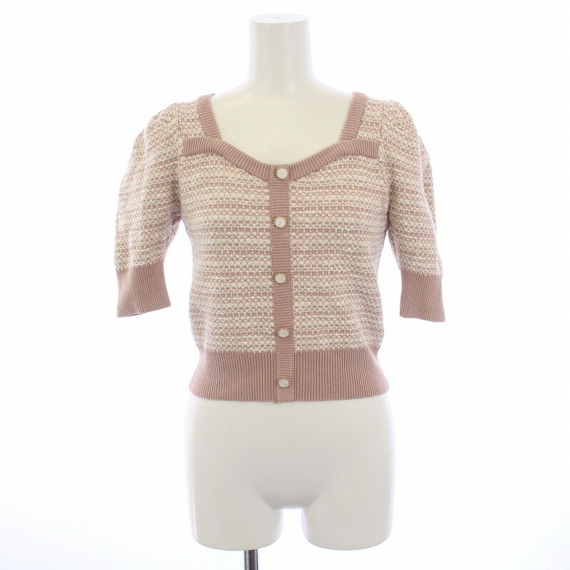【中古】ジルバイジルスチュアート JILL by JILLSTUART 22SS ツイーディーニット カットソー 半袖 FR F ピンク 白 ホワイト 125-2170026 /BM レディース 【ベクトル 古着】 250129