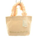 【中古】未使用品 メゾン ド フルール Maison de FLEUR フリルハンドルトートSSバッグ ハンドバッグ キャンバス ロゴ刺繍 タグ付き F ピンク...
