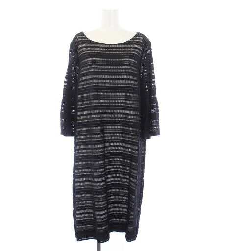 【中古】レリアン Leilian ネミカ NEMIKA ワンピース ロング 七分袖 ボーダー 13+ XL 大きいサイズ 黒 ブラック /KH レディース 【ベクトル 古着】 250124 【中古】レリアン Leilian ネミカ NEMIKA ワンピース ロング 七分袖 ボーダー 13+ XL 大きいサイズ 黒 ブラック /KH レディース 【ベクトル 古着】 250124