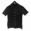 【中古】ダブルジェイケイ wjk open collar crazy shirts カジュアルシャツ 切替 半袖 S 黒 ブラック cf44i /RO レディー...