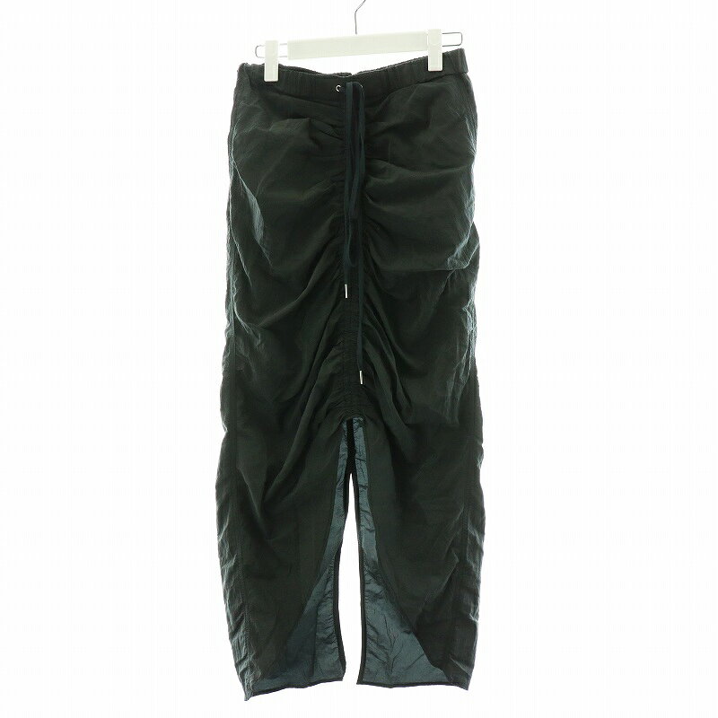 シティショップ CITYSHOP 23SS DRAWSTRING タイトスカート ロング スリット ナイロン 38 M カーキ /DK ■PN レディース  250329