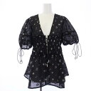 【中古】メゾンスペシャル MAISON SPECIAL Flower Jacquard 2way Puff Sleeve Tops フラワージャガード ブラウス カーディガン パフスリーブ 半袖 花柄 F 黒 ブラック 21241315313 /KH ■PN レディース 【ベクトル 古着】 250403