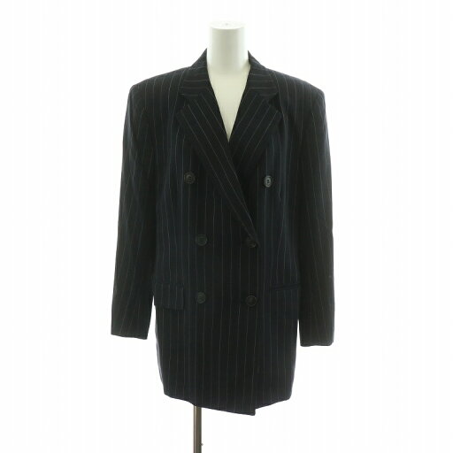 【中古】アクアスキュータム AQUASCUTUM テーラードジャケット ストライプ ダブル 11 ネイビー AQ12158S /NQ レディース 【ベクトル 古着】 250402 【中古】アクアスキュータム AQUASCUTUM テーラードジャケット ストライプ ダブル 11 ネイビー AQ12158S /NQ レディース 【ベクトル 古着】 250402