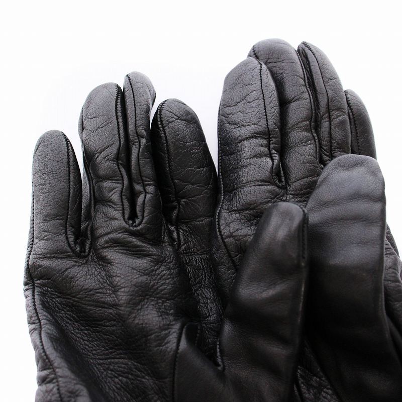 【中古】アルポ ALPO 手袋 レザー グローブ ファー チェーン 6 1/2 黒 /YM レディース 【ベクトル 古着】 250331