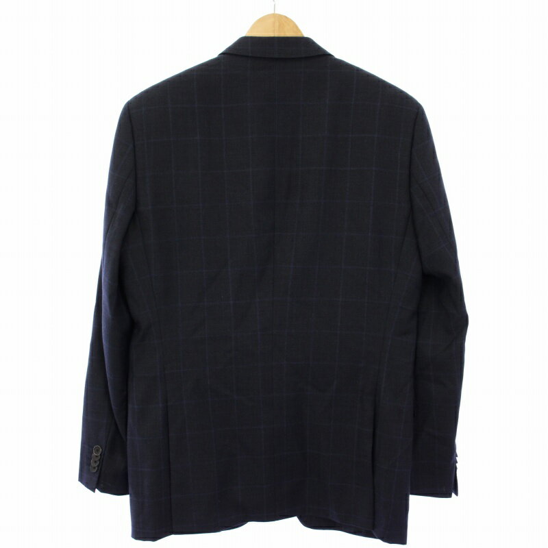 【中古】ヒューゴボス HUGO BOSS ウインドウペン スリーピース シングルスーツ 上下 テーラードジャケット ベスト パンツ スラックス 48 ネイビー 10210540 /TK メンズ 【ベクトル 古着】 250403