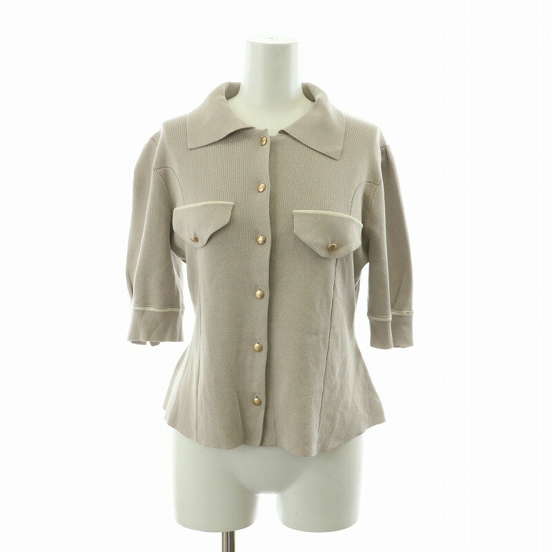 【中古】ココディール COCO DEAL ニット シャツ ブラウス 半袖 2 グレージュ 72533008 /NQ レディース 【ベクトル 古着】 250410