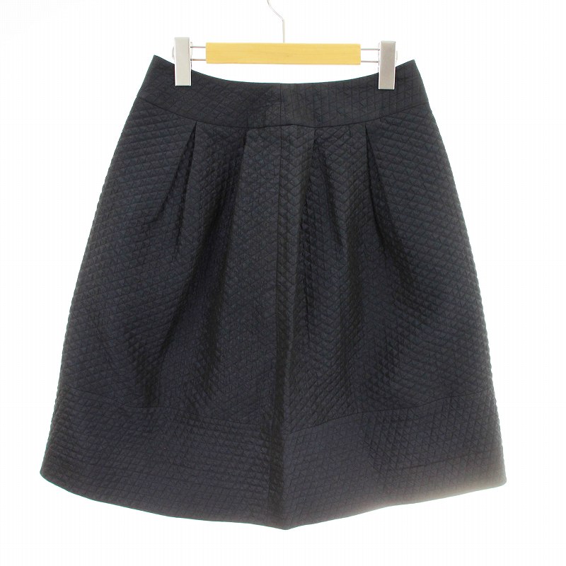【中古】ルネ Rene TISSUE フレアスカート ひざ丈 キルティング 38 ネイビー 6834500 /MM レディース 【ベクトル 古着】 250414