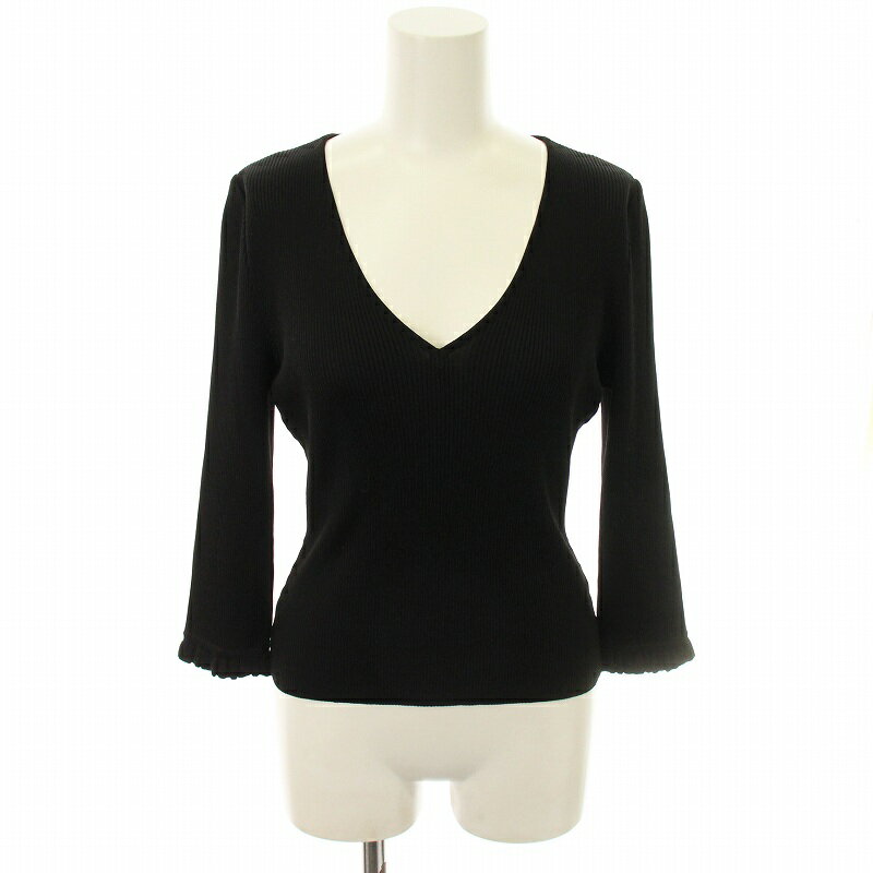 【中古】フォクシー ブティック FOXEY BOUTIQUE カットソー 長袖 Vネック 40 黒 1529SNM0265 /MM レディース 【ベクトル 古着】 250413