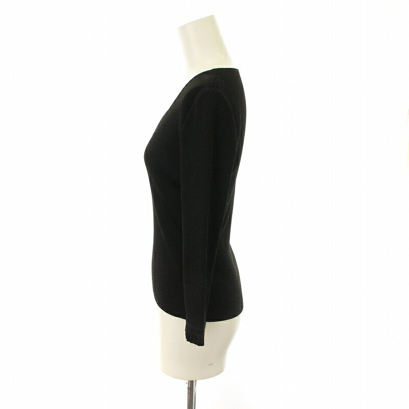 【中古】フォクシー ブティック FOXEY BOUTIQUE カットソー 長袖 Vネック 40 黒 1529SNM0265 /MM レディース 【ベクトル 古着】 250413