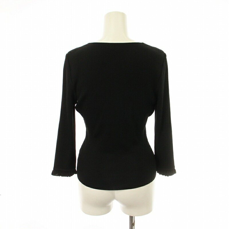 【中古】フォクシー ブティック FOXEY BOUTIQUE カットソー 長袖 Vネック 40 黒 1529SNM0265 /MM レディース 【ベクトル 古着】 250413