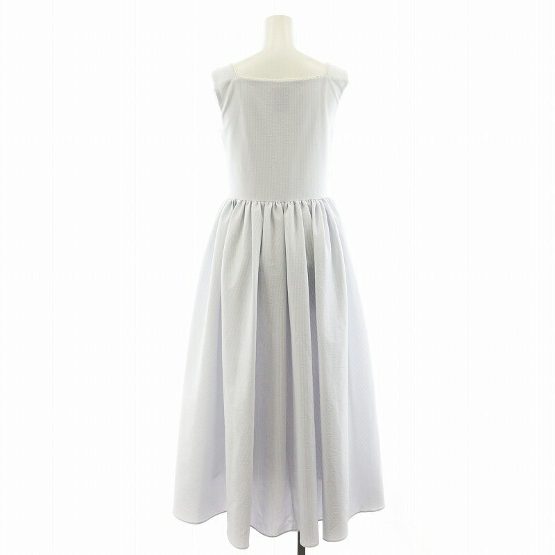 【中古】未使用品 セブンテンバイミホカワヒト SEVEN TEN by MIHO KAWAHITO スクエアネックマキシワンピース ノースリーブ ストライプ柄 S 水色 ライトブルー 白 ホワイト 8S507 /AN24 レディース 【ベクトル 古着】 250421