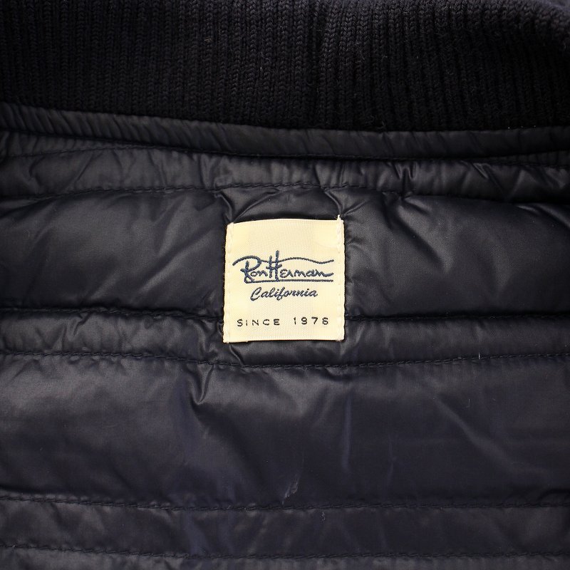 【中古】ロンハーマン Ron Herman ダウンジャケット アウター ミドル丈 Vネック ナイロン ウール XS 紺 ネイビー /BB メンズ 【ベクトル 古着】 250422