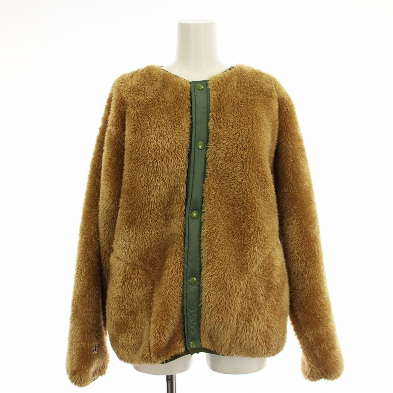 【中古】チャンピオン CHAMPION BEAMS BOY 別注 ボア スナップボタン ジャケット CWSS602 ノーカラー ブルゾン S 茶 ブラウン /☆G レディース 【ベクトル 古着】 250422