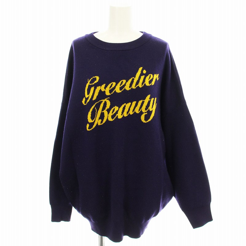 【中古】ダイアグラム グレースコンチネンタル Diagram GRACE CONTINENTAL 22AW ニット 03224 43204 ロゴ セーター ウール混 長袖 36 紫 黄色 /☆G レディース 【ベクトル 古着】 250424