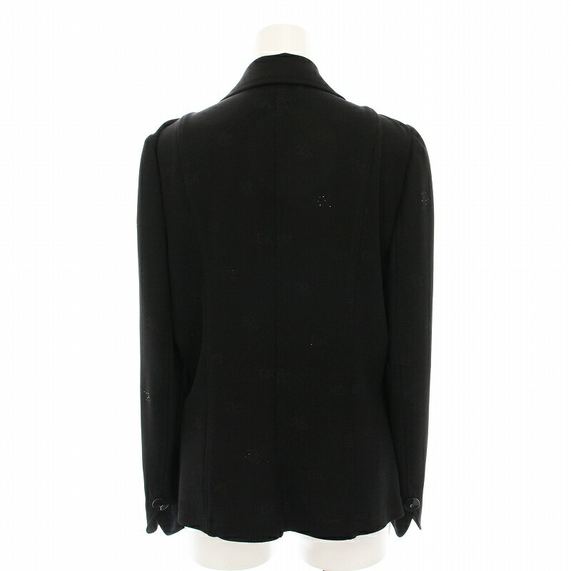 【中古】イタリヤ 伊太利屋 テーラードジャケット ロゴ 総柄 ビジュー アウター 9 黒 135011-1E /YM レディース 【ベクトル 古着】 250501