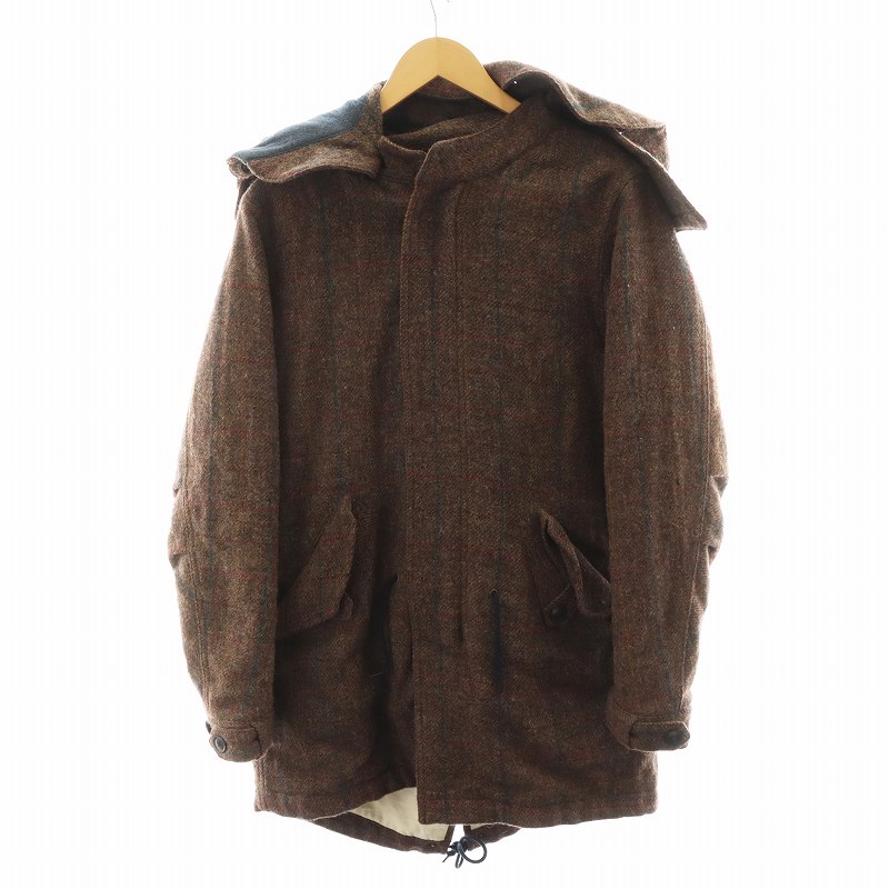 Jumper, Blouson - 【中古】スタンダード STANDARD コート ミドル丈 チェック柄 ダウンライナー付き アウター 42 茶 ブラウン 2725002 /AN30 メンズ 【ベクトル 古着】 250430