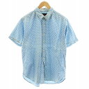 【中古】FAT JUMBO シャツ 半袖 水玉模様 コットン 水色 ライトブルー /AN17 ■MA メンズ 【ベクトル 古着】 250502(4)
