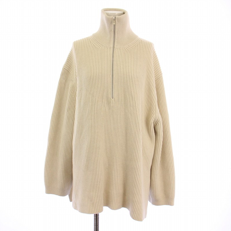 【中古】ギャルリーヴィー GALERIE VIE トゥモローランド 22SS コットンシルク ハーフジッププルオーバー ニット セーター 長袖 S アイボリー 23-02-21-02011 /BM レディース 【ベクトル 古着】 250508