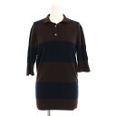 【中古】フィーニー PHEENY 23SS Cotton wholegarment polo ニット ポロシャツ 半袖 ボーダー F 茶 紺 PS23-KT02 /YM レディース 【ベクトル 古着】 250510