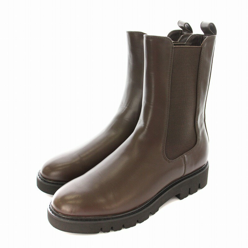 【中古】未使用品 ロデスコ RODESKO 3.5センチタンクソールサイドゴアブーツ XX17-2HU1702 ショートブーツ フェイクレザー 37 茶 ブラウン /KU レディース 【ベクトル 古着】 250519