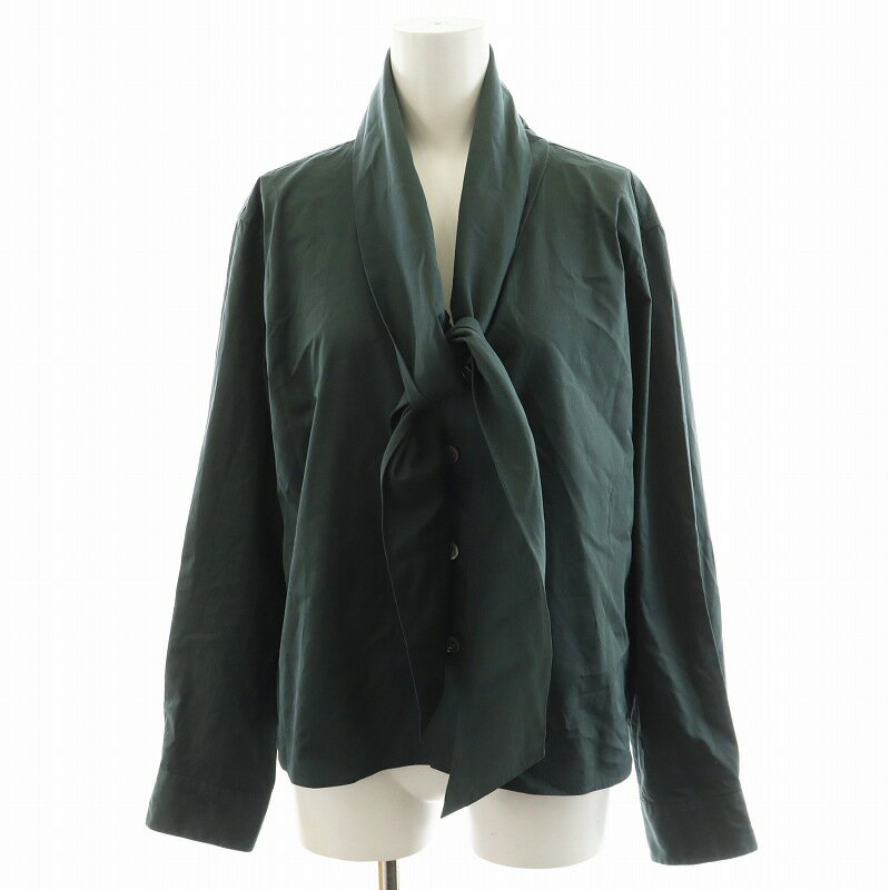 【中古】マーガレットハウエル MARGARET HOWELL 23AW SOFT COTTON SILK シャツ ブラウス 長袖 シルク混 絹 1 緑 グリーン 578-3253011 /AN26 レディース 【ベクトル 古着】 250509