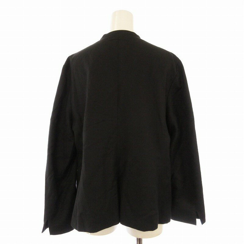 【中古】インディヴィ INDIVI ノーカラージャケット シングル 大きいサイズ 13 黒 ブラック 127-46302 /EE レディース 【ベクトル 古着】 250515