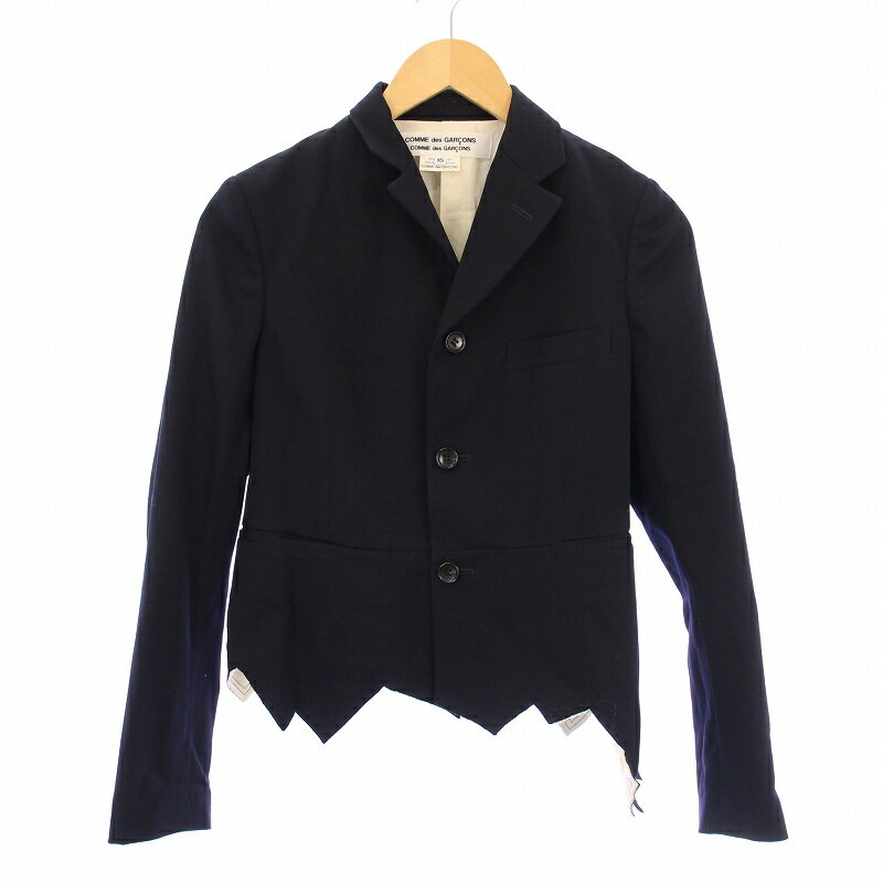 【中古】コムデギャルソンコムデギャルソン COMME des GARCONS COMME des GARCONS テーラードジャケット アウター シングル 総裏地 アシンメトリー ウール XS 黒 ブラック RA-J003 /BB レディース 【ベクトル 古着】 250516