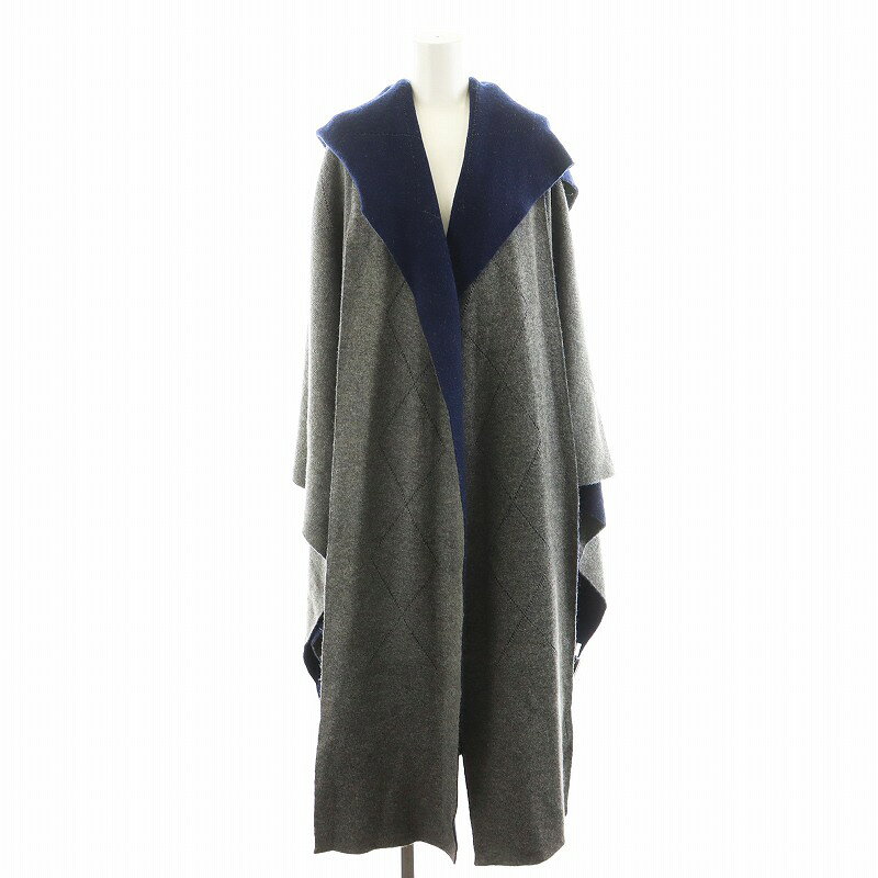 【中古】ルシェルブルー LE CIEL BLEU ダブルフェイスニットケープ Double Face Knit Cape ロング丈 アウター 36 グレー 紺 ネイビー 25A61410 /AN33 レディース 【ベクトル 古着】 250515