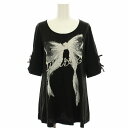 【中古】インゲボルグ INGEBORG カットソー Tシャツ リボンプリント 五分袖 9 黒 ブラック P022QUAL05B /HN レディース 【ベクトル ...