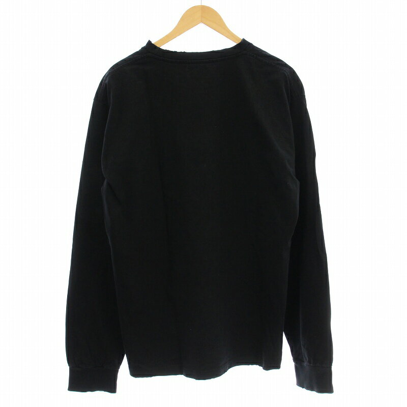 【中古】マルシェノア M+RC NOIR ロンT ダメージ加工 Tシャツ 長袖 ポケット ロゴ M 黒 ブラック /☆G メンズ 【ベクトル 古着】 250520