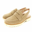 【中古】コールハーン COLE HAAN GRANDSERIES ジュネーブ ラグ スリング ミュール W26421 スエード チャンキーヒール 7B べージュ...